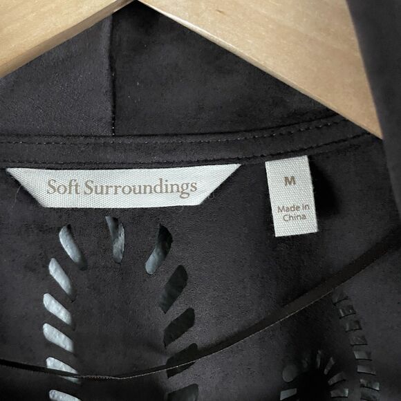 Soft Surroundings Womens M Brown Faux Suede Robin Lasercut Cowgirl Rodeo Open - Picture 4 of 7